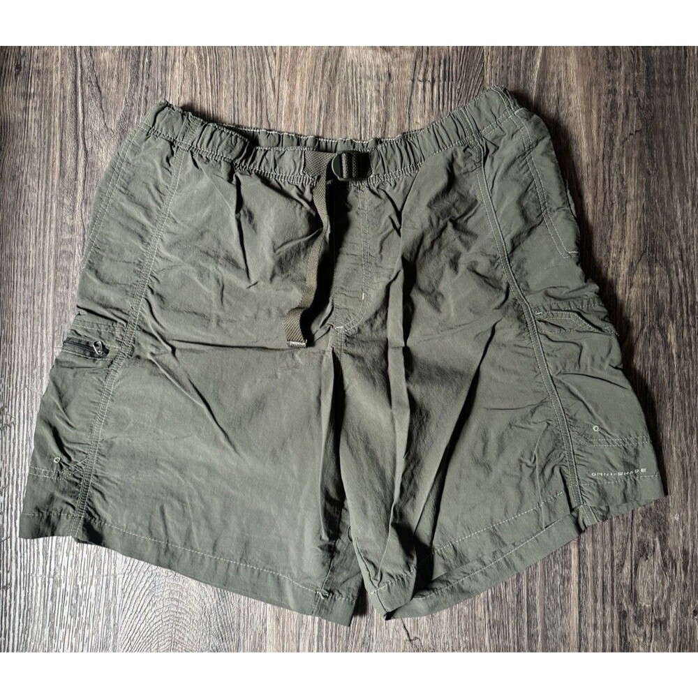 Columbia Shorts Mens Size XL Green Mesh Lined Belted Hiking Travel Pockets